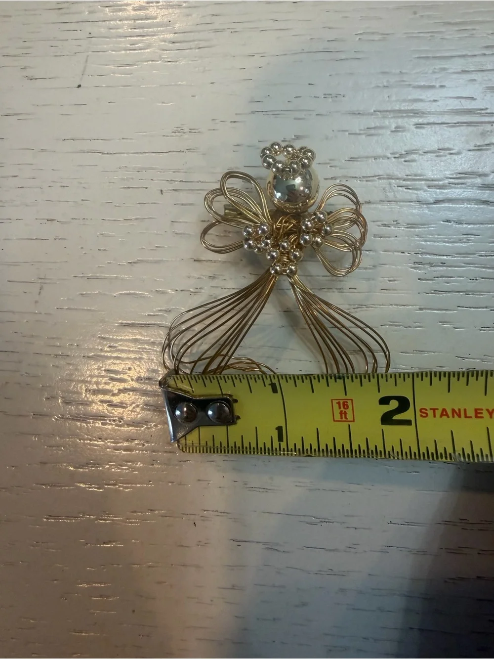 Vintage Gold Tone Wire Angel Brooch